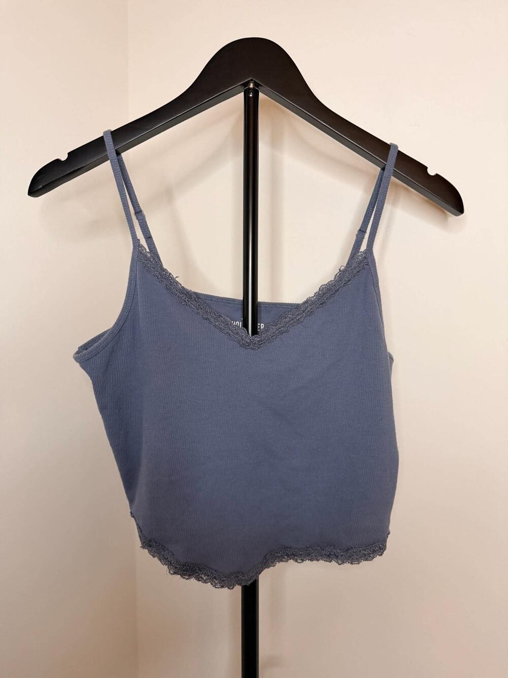 Hollister Vintage Style Blue Lace Trim Cami Tank Top XL Y2K